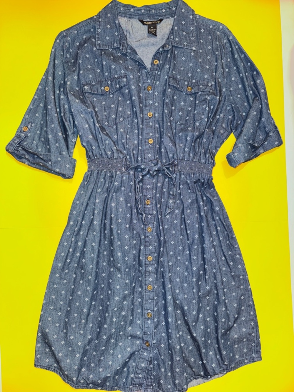 Millenium Denim Button-Front Midi Dress in Blue New Sz XL - Picture 2 of 6
